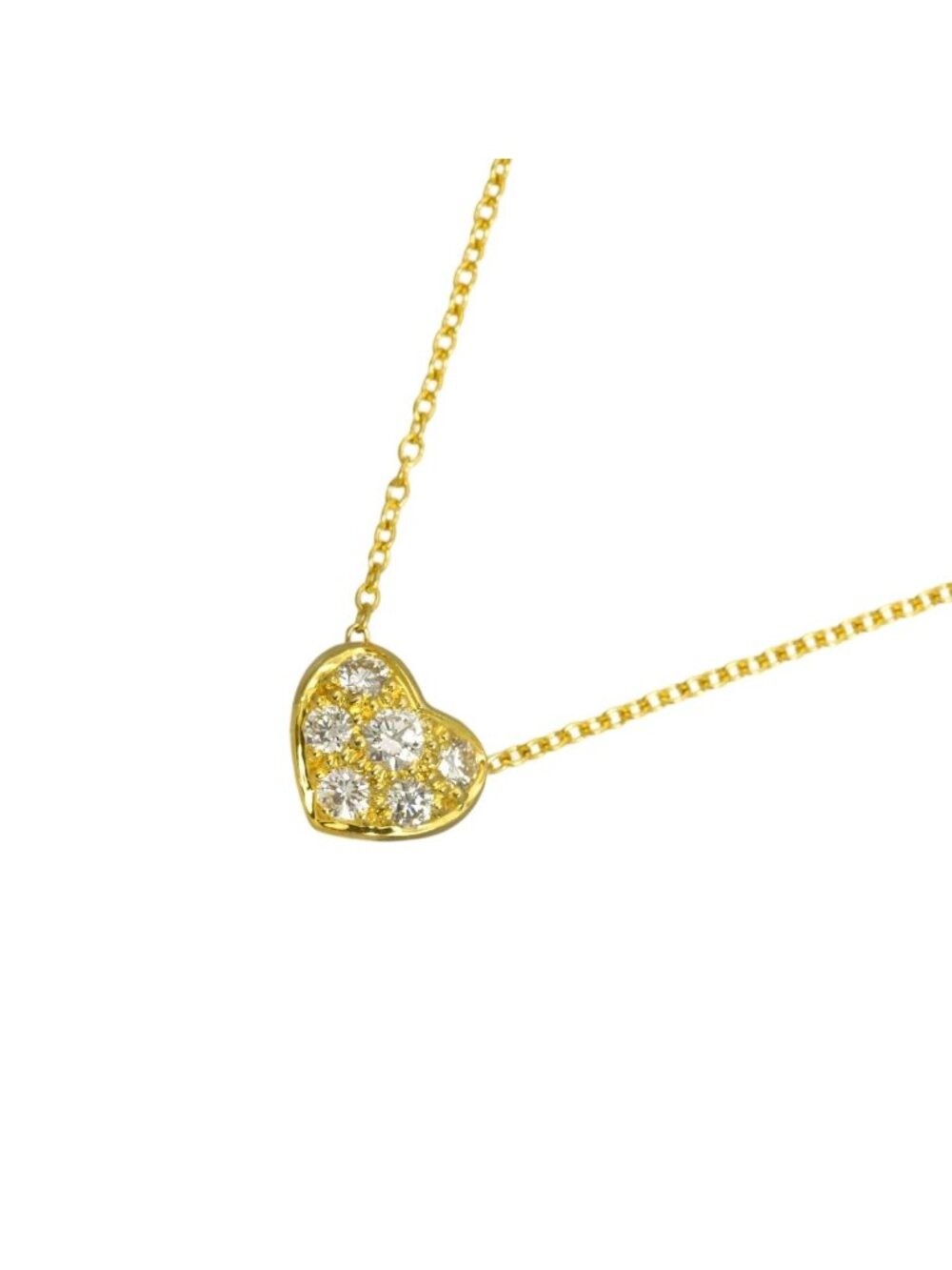 Tiffany & Co Pave Heart Diamond Necklace 41 18k Yellow Gold